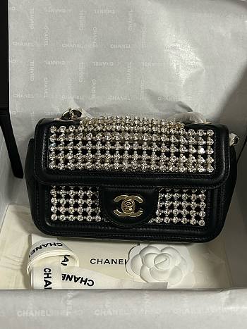 Kitlife Chanel 25P Evening Mini CF Black Gold Diamond 18cm