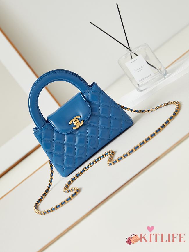 Kitlife Chanel 25C Kelly Handle Bag Blue AS4416 13x19x7cm - 1