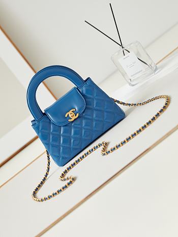 Kitlife Chanel 25C Kelly Handle Bag Blue AS4416 13x19x7cm