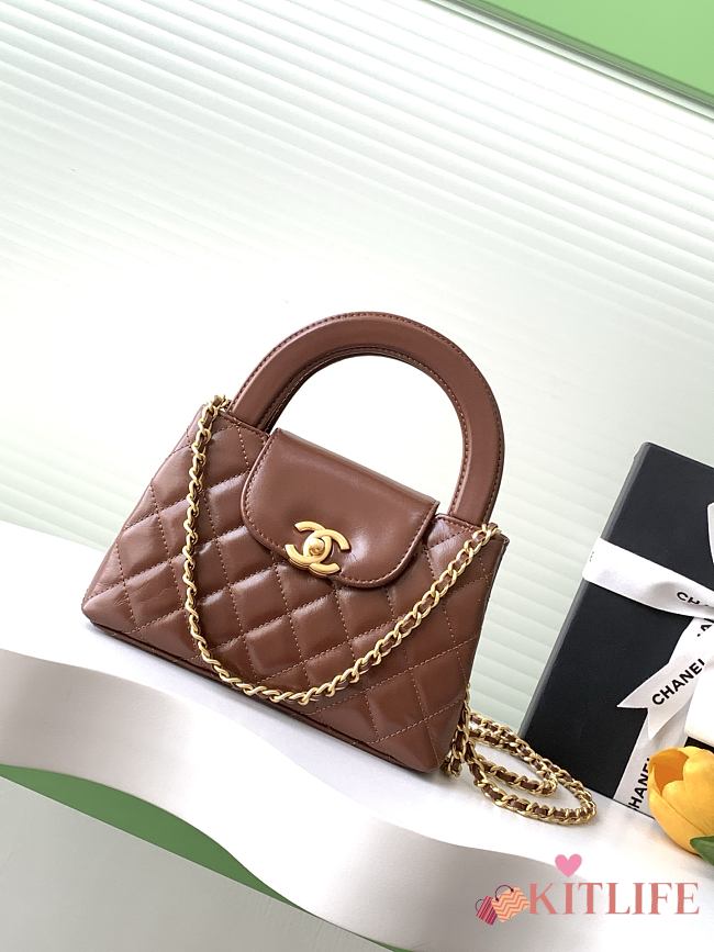 Kitlife Chanel 25C Kelly Handle Bag Brown AS4416 13x19x7cm - 1