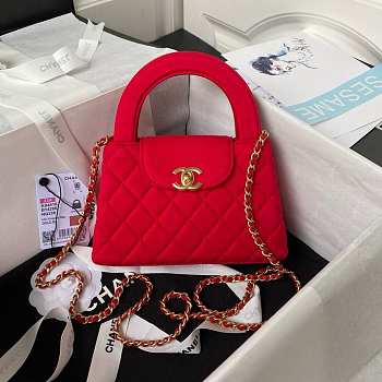 Kitlife Chanel 25C Kelly Handle Bag Red Velvet AS4416 13x19x7cm 
