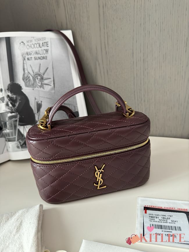 Kitlife Saint Laurent Mini Gaby Bag Rose Burgundy 766731 18×11×6.5cm - 1
