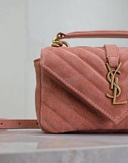 Kitlife Saint Laurent Mini College Bag Rose Pink Suede Leather 779430 20×13×3cm - 5