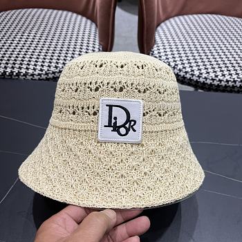 Kitlife Dior Hollow Knitted Bucket Hat Cream
