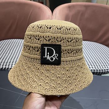 Kitlife Dior Hollow Knitted Bucket Hat Beige