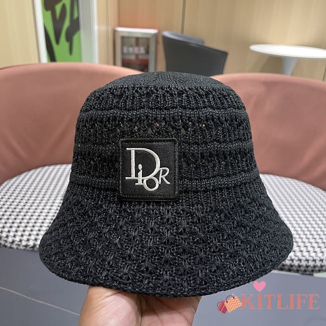 Kitlife Dior Hollow Knitted Bucket Hat Black - 1