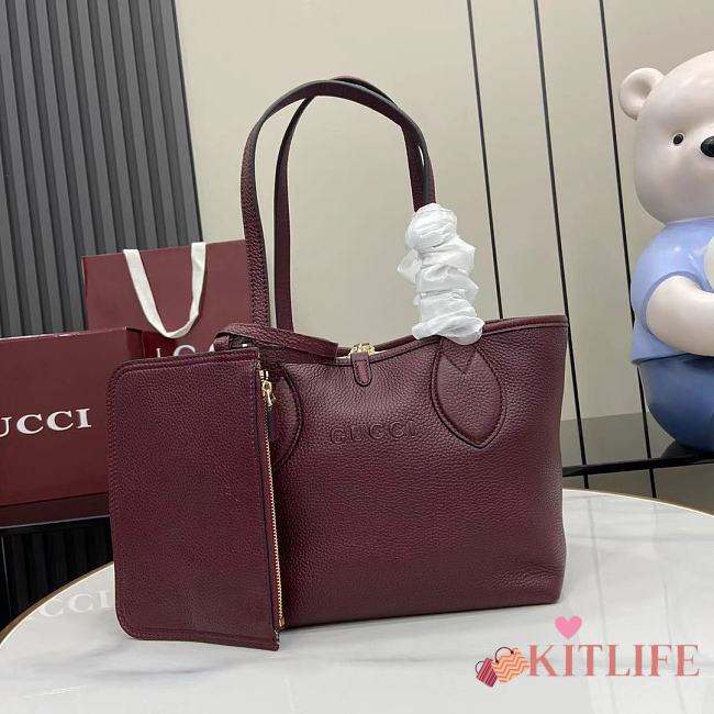 Kitlife Gucci Totissima Reversible Tote Bag Burgundy 839124 21x18.5x16cm - 1