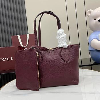 Kitlife Gucci Totissima Reversible Tote Bag Burgundy 839124 21x18.5x16cm