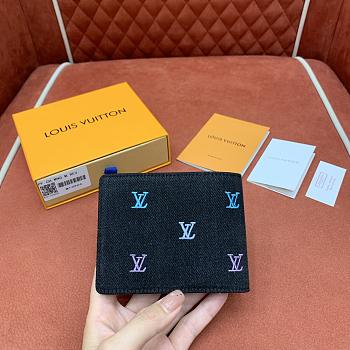 Kitlife Louis Vuitton Multiple Wallet Gradient Blue & Black Denim M13964 11.5x9x1.5cm
