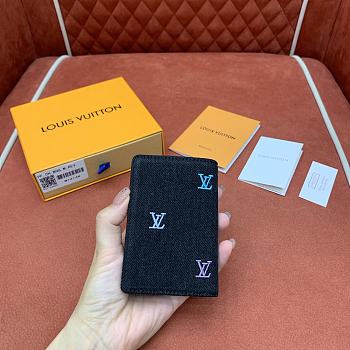 Kitlife Louis Vuitton Pocket Organizer Wallet Gradient Blue & Black Denim M14148 7.5x11x1cm