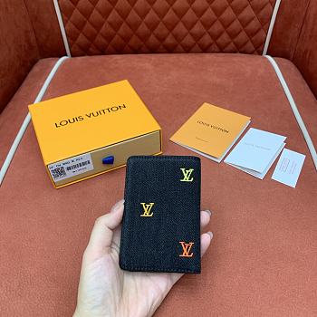 Kitlife Louis Vuitton Pocket Organizer Wallet Gradient Orange & Black Denim M14148 7.5x11x1cm