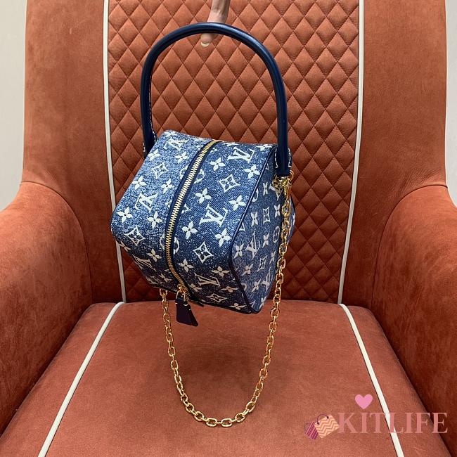 Kitlife Louis Vuitton LMonogram Square Bag Denim Blue M59611 16x16x16cm - 1