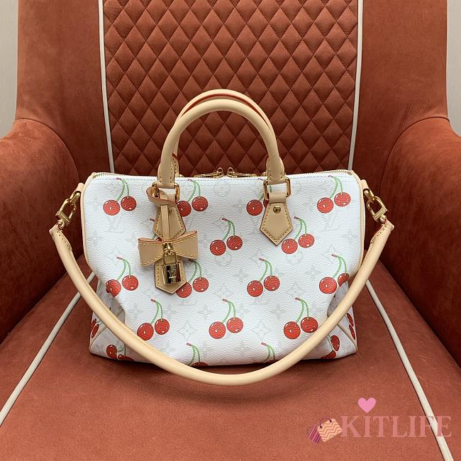 Kitlife Louis Vuitton x TM Speedy Soft 30 Bag White Cherry Monogram Canvas M14238 30x21x17cm - 1