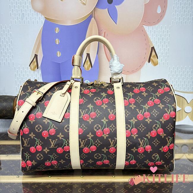Kitlife Louis Vuitton x TM Keepall Bandoulière 45 Brown Cherry Monogram Coated Canvas M13764 45x27x20cm - 1