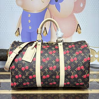 Kitlife Louis Vuitton x TM Keepall Bandoulière 45 Brown Cherry Monogram Coated Canvas M13764 45x27x20cm