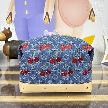 Kitlife Louis Vuitton x TM Cosmetic Pouch GM Blue Cherry Monogram Denim M13893 27x9x18cm