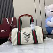 Kitlife Gucci Small Printed Off-White Canvas Duffle Bag 816865 30x16x15cm - 1