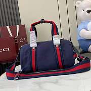 Kitlife Gucci Small Printed Dark Blue Canvas Duffle Bag 816865 30x16x15cm - 5