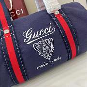 Kitlife Gucci Small Printed Dark Blue Canvas Duffle Bag 816865 30x16x15cm - 4