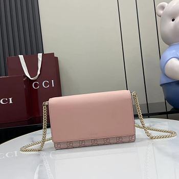 Kitlife Gucci GG Emblem Wallet On Chain Light Pink 826720 20x13x4cm