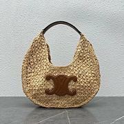 Kitlife Celine Classic Panier Hobo Bag In Raffia and Brown Calfskin 112772 33x16x4cm - 1