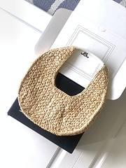 Kitlife Celine Classic Panier Hobo Bag In Raffia and White Calfskin 112772 33x16x4cm - 5