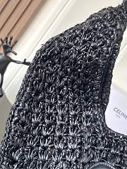 Kitlife Celine Classic Panier Hobo Bag In Black Raffia and Calfskin 112772 33x16x4cm - 5