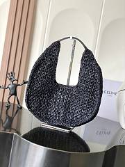 Kitlife Celine Classic Panier Hobo Bag In Black Raffia and Calfskin 112772 33x16x4cm - 4