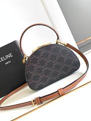 Kitlife Celine Half Moon Case Cuir Bag in Triomphe Canvas and Calfskin 18x12.5x6cm - 2