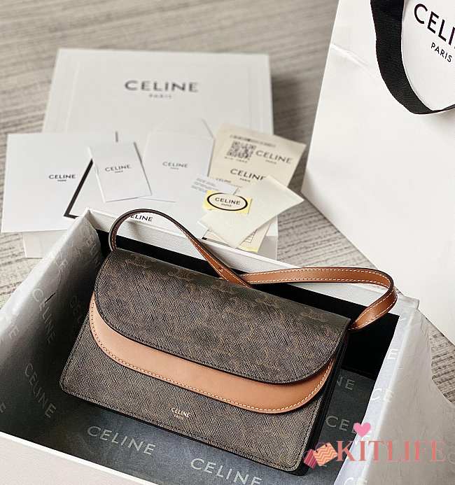Kitlife Celine Crossbody Multi-Layer Bag Tan 100852 20×13×6cm - 1