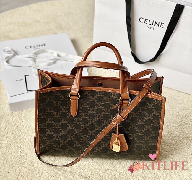 Kitlife Celine Cabas Tote Bag Tan 197912 34×12.5×23cm - 1