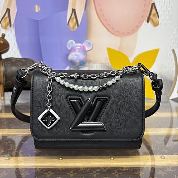Kitlife Louis Vuitton Twist PM Slim Bag Black Monogram Flower M14636 19x15x7cm