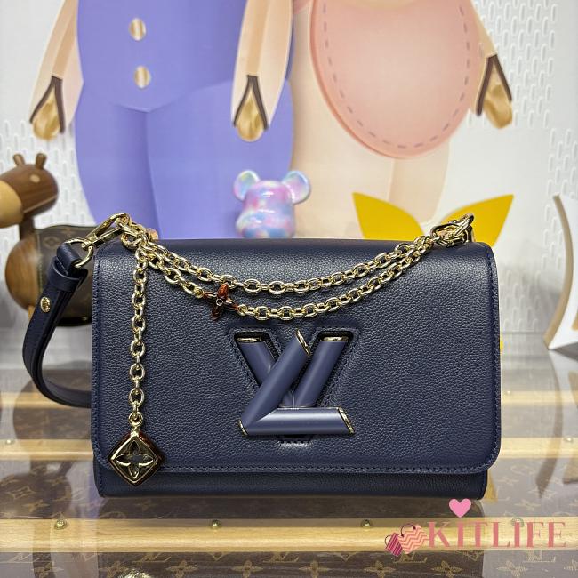 Kitlife Louis Vuitton Twist MM Slim Bag Dark Blue Monogram Flowers M14342 23x16x8cm - 1