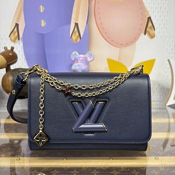 Kitlife Louis Vuitton Twist MM Slim Bag Dark Blue Monogram Flowers M14342 23x16x8cm