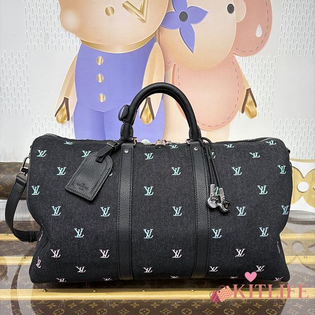 Kitlife Louis Vuitton Keepall Bandouliere 50 Bag Gradient Blue and Black M13966 50x23x29cm - 1