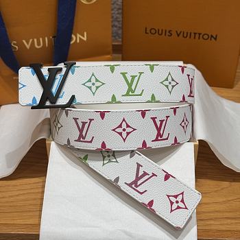 Kitlife Louis Vuitton White Tricolor Belt Black Hardware 4.5cm