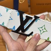 Kitlife Louis Vuitton White Tricolor Belt Black Hardware 4.5cm - 3