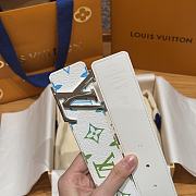 Kitlife Louis Vuitton White Tricolor Belt Silver Hardware 4.5cm - 5