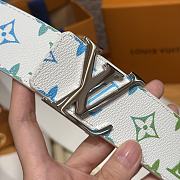 Kitlife Louis Vuitton White Tricolor Belt Silver Hardware 4.5cm - 2
