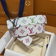 Kitlife Louis Vuitton White Tricolor Belt Silver Hardware 4.5cm - 3