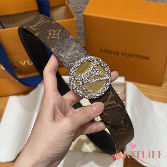 Kitlife Louis Vuitton Brown Monogram Canvas Betl Diamond Buckle 3.5cm - 1