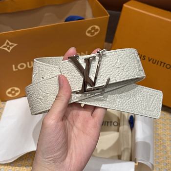 Kitlife Louis Vuitton Double-sided Belt Cream Silver Hardware 4.5cm