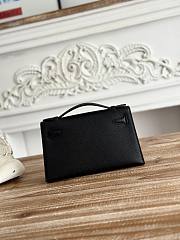 Kitlife Hermes Kelly Mini Bag Black Epsom Leather Silver Buckle 22cm - 4