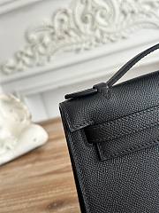 Kitlife Hermes Kelly Mini Bag Black Epsom Leather Silver Buckle 22cm - 2