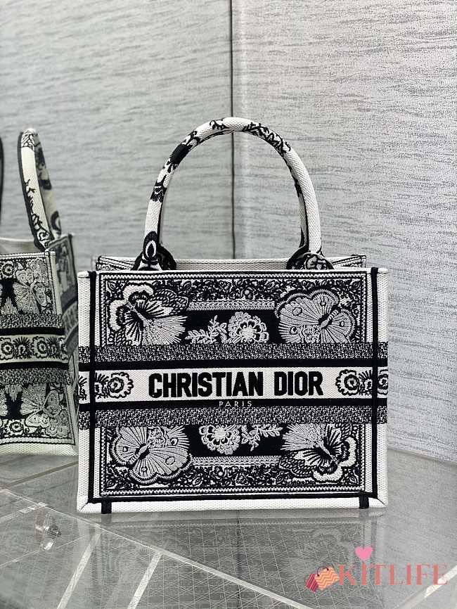 Kitlife Dior Black Butterfly Bandana Emroidery Tote Bag 36x18x28cm - 1