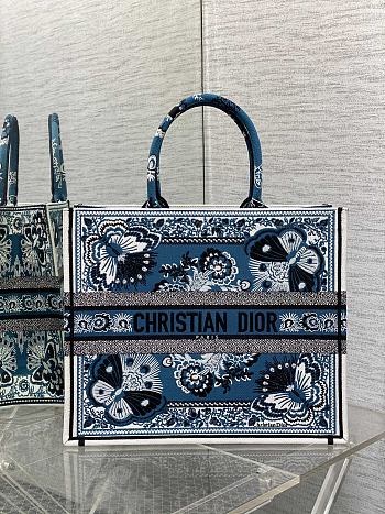 Kitlife Dior Blue Butterfly Bandana Emroidery Tote Bag 36x18x28cm