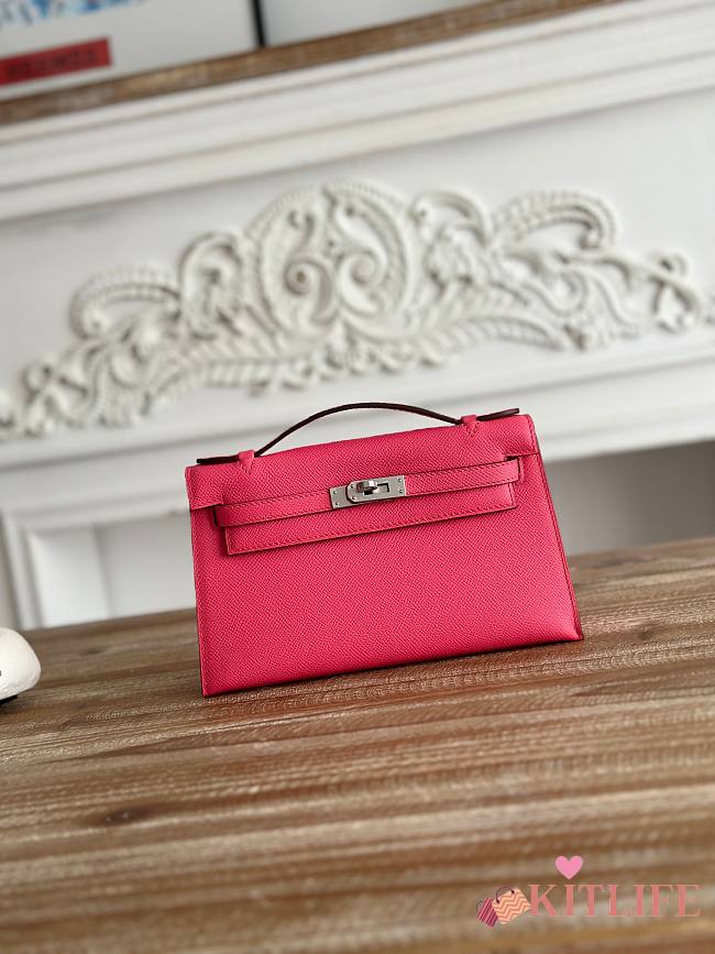 Kitlife Hermes Kelly Mini Bag Pink Epsom Leather Silver Buckle 22cm - 1
