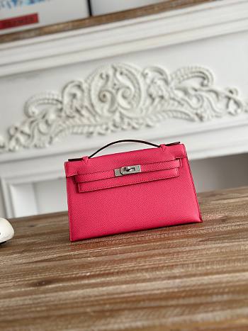 Kitlife Hermes Kelly Mini Bag Pink Epsom Leather Silver Buckle 22cm