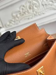 Kitlife Hermes Kelly Mini Bag Brown Epsom Leather Gold Buckle 22cm - 3