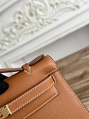 Kitlife Hermes Kelly Mini Bag Brown Epsom Leather Gold Buckle 22cm - 2